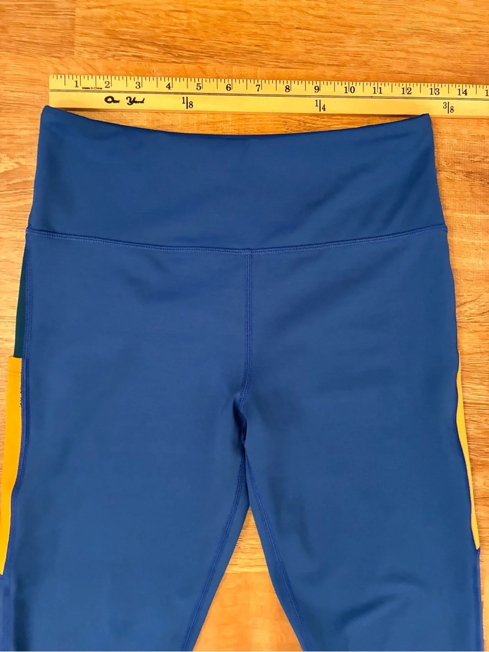 ZYIA Neon Orange Curve Pocket Light n Tight Hi-Rise 7/8 24” Sz 6-8 Royal Blue
